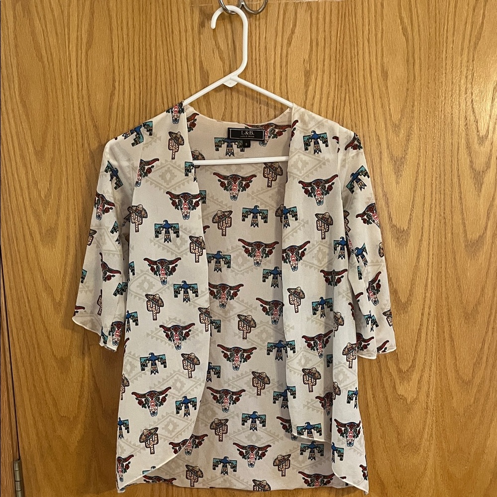 L&B (Lucky & Blessed) Girls Western Pattern Cardigan